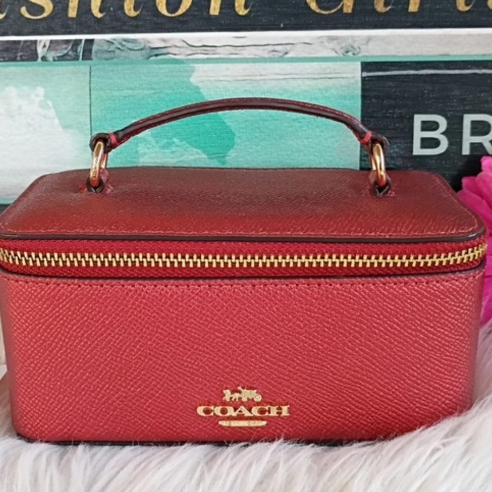 RED Coach Metallic Currant Small Essential Vanity Case